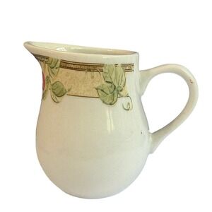 Gibson Fruit Grove Mini Pitcher Creamer Ceramic White Green Leaf Apple Vintage4"